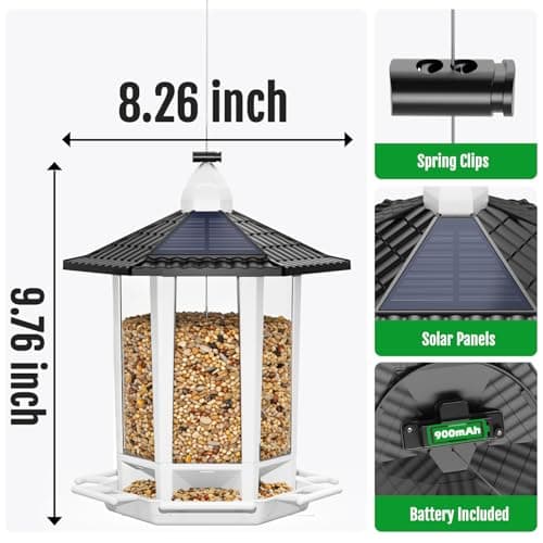 Birdream 2 Pack Solar Bird Feeders for Outdoors Hanging, Assembly Required, 1-Min Easy Setup, Wild Seed Feeders for Cardinals Chickadees and Finches — view 2