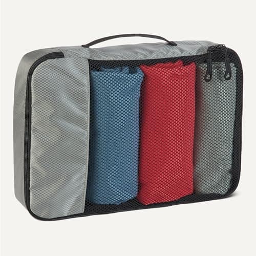 Amazon Essentials 4-Piece Packing Cubes Travel Accessories Set, Space-Saving Luggage Organizer with Double Zipper, Mesh Top Panel, Medium, Gray (Previously Amazon Basics) — view 3