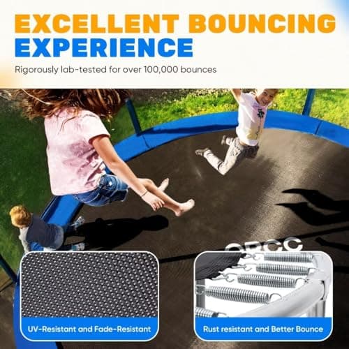 ORCC Kids Trampoline, 1200LBS Weight Capacity Outdoor Trampoline 16 15 14 12 10 8FT Yard Trampolines for Kids Adults — view 5