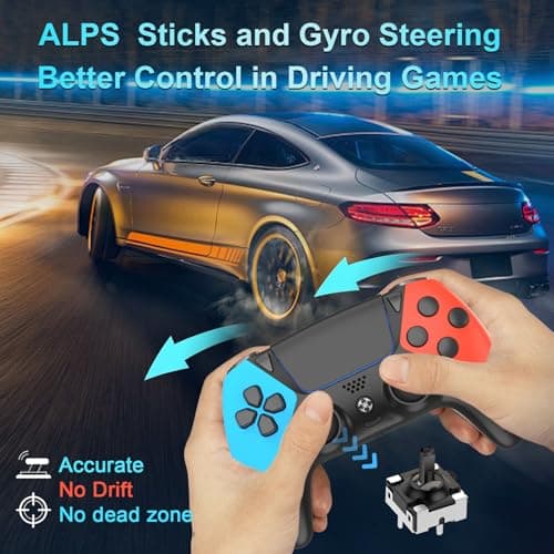 Enstixsm Upgraded for Luna Controller with Back Paddles,Turbo,Wireless Fire TV Game Controllers for PC,GeForce NOW,Firestick,Replacement for Luna Gamepad with ALPS Joystick,No Drift Stick, (Blue and Red) — view 2