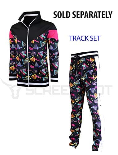 SCREENSHOT Mens Urban Hip Hop Premium Track Jacket - Slim Fit Side Taping Sportswear Urbanwear Streetwear Fashion Top, F11904-black/Pop, X-Large — view 3