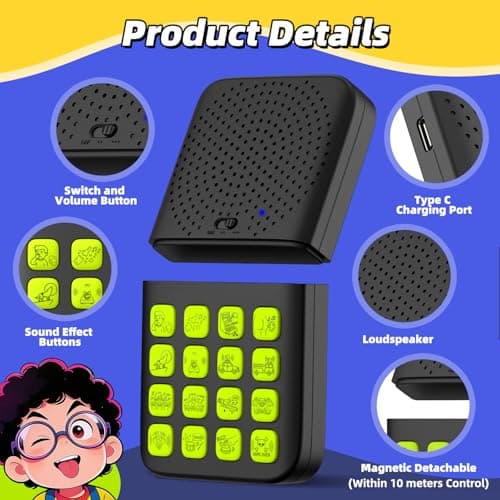 Rechargeable 2-in-1 Separable Magnetic Sound Effects Machine,16 Hilarious Sounds,Volume Adjustment,Kids Prank Gifts Toys for Boys Girls,Stocking Stuffer for 6 7 8 9 10 11 12 Year Old Boys Toys Gifts — view 2