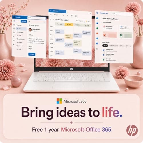 HP Business and Home Laptop, 8GB RAM, Intel Processor, Microsoft Office 365 1 Year, 64GB SSD, Windows 11 Home | No Mouse, Fast Response, Long Battery Life, Sleek, Rose Gold Laptop — view 3