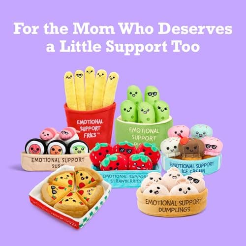 Emotional Support Ice Cream Cones by Relatable, Cuddly Stuffed Animals and Toys, Squishy Toys and Plushies, Great Gift Ideas for Loved Ones of All Ages, Includes 5 Plushies with Carrying Basket