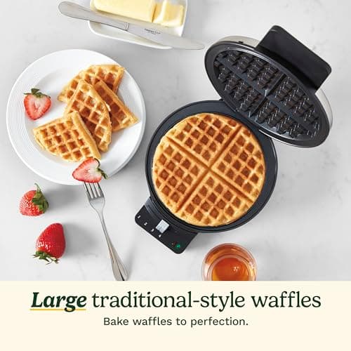 Cuisinart Waffle Maker, 1250W Round Classic Waffle Iron, 5-Setting Adjustable Browning Control, WMR-CANAS, Brushed Stainless — view 2