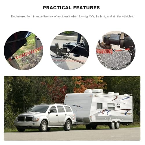 CCHRN Trailer Brake Away Cable, 6Ft Heavy Duty Stainless Steel Towing Coiled Wire Replacement with Clip, High Rebound Emergency Brake Safety Cable for RVs Trailers Campers — view 5