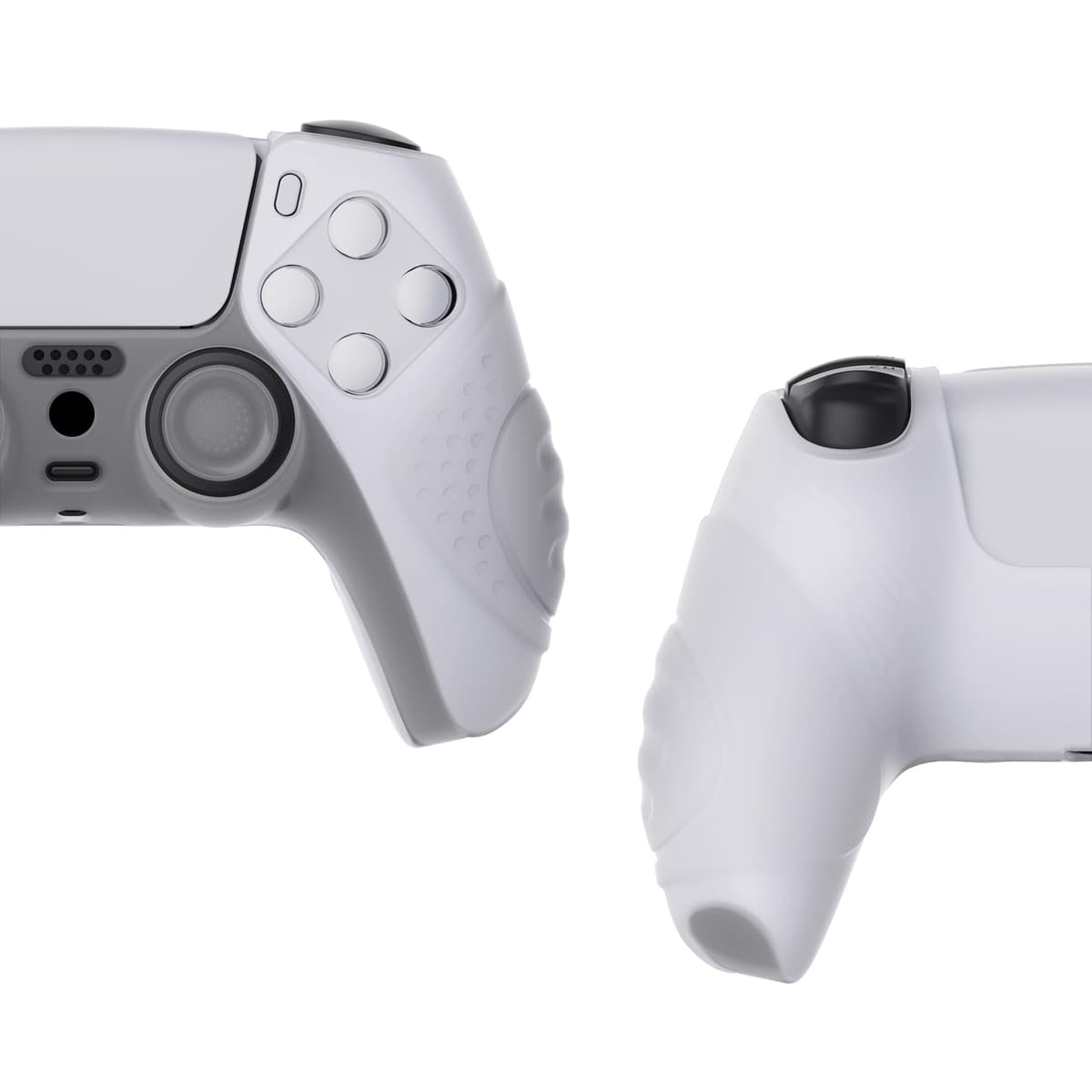 eXtremeRate PlayVital Guardian Edition Clear White Ergonomic Soft Anti-Slip Controller Silicone Case Cover for ps5, Rubber Protector Skins with Clear White Joystick Caps for ps5 Controller — view 4