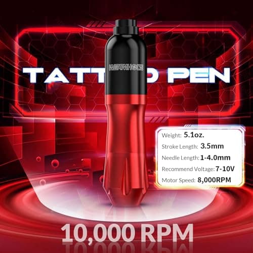 Wormhole Tattoo Kit Tattoo Pen Kit 20 Tattoo Cartridge Needles 10 Color Inks with Foot Pedal, Power Supply, RCA Cord, Tattoo Gun Kit for Artists and Beginners WTK079 — view 2