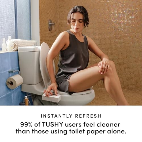 TUSHY Classic 3.0 Non-Electric Bidet Toilet Attachment, Experience a Superior Fresh Water Clean (Slim Fit, Easily Installs Under Toilet Seat, Adjustable Spray, Self Cleaning Nozzle), Bamboo Knob — view 3