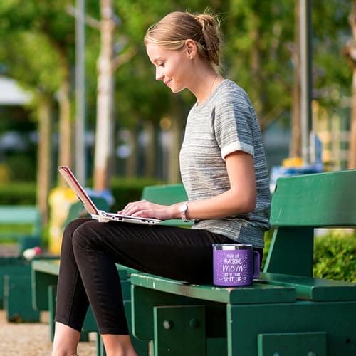 Gifts for Mom, Birthday Christmas Gifts for Mom, Grandma, Daughter from Daughter, Son, Husband, Best Friend - Funny Unique Coffee Mug Purple Tumbler - You’re an Awesome Mom Keep that Sh*t Up — view 3