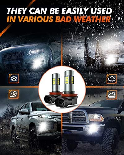 SEALIGHT H11/H8/H16 LED Fog Light Bulbs, 6000K Xenon White, 27 SMD Chips, 360-degree Illumination, Non-polarity, Pack of 2 — view 5