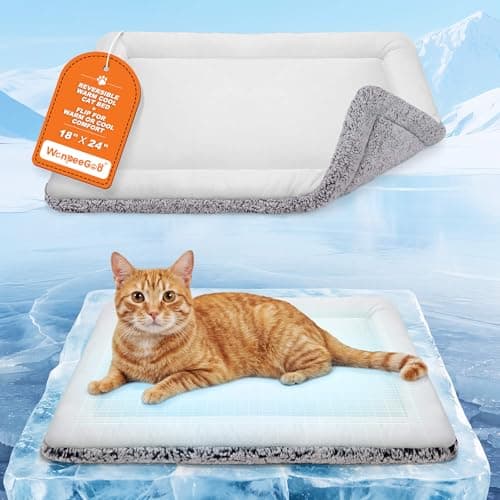 Cat Cooling Mat, Self Warming Cat Bed, Reversible Warm & Cooling Cat Bed, Winter Warm Cat Pad & Summer Cooling Cat Mat for Kittens & Small Dogs, Perfect for Crates, Beds & Sofas, Gray, 18" x 24"