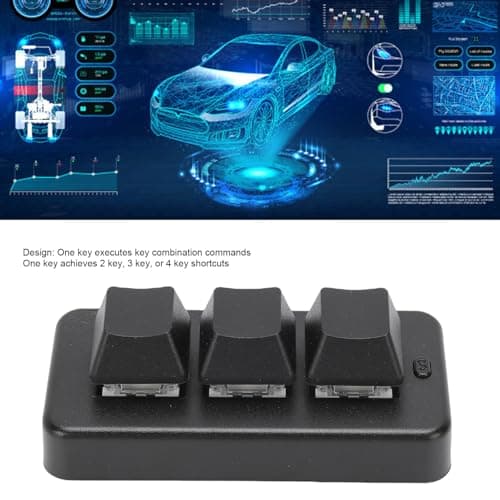 Bewinner 3 Key Macro Keypad, Mechanical Gaming Keypad, Programmable Mini Macro Pad with USB Wired & Bluetooth, One Handed Keyboard for Gaming, Copy Paste, Workflow Control, Compact (Black) — view 3