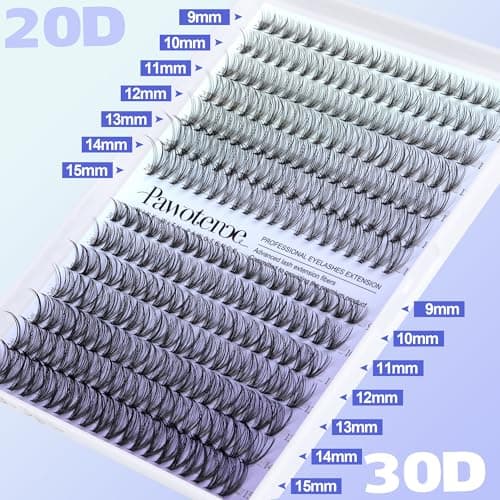 Pawotence Lash Extension Kit DIY 280pcs Individual Lash Clusters Kit 20D&30D Natural 9-15mm Cluster Eyelash Extensions Kit with Lash Bond and Seal, Tweezers for Self Use (20D&30D, 0.07D, 9-15mm, Kit) — view 5