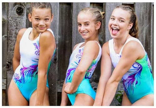Gymnastics leotards for girls, women, stylish, comfy, durable, Turquoise Flower Ombre With Crystal Rhinestones #505 7-8 Years CL — view 9