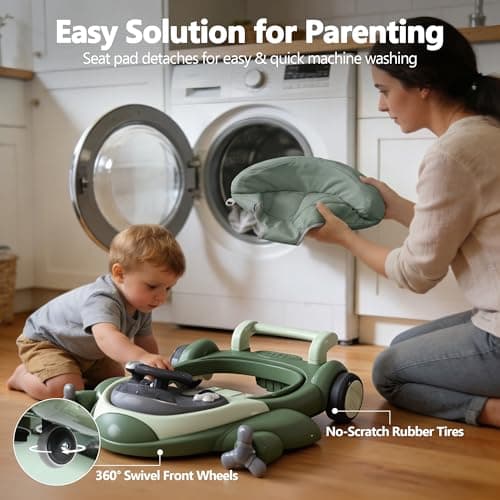 Kinder King 8-in-1 Baby Walker with Music & Lights, 3 Level Adjustable Height, Foldable Toddler Walker with Speed Adjustable Wheels, Easy to Clean, Baby Walkers for Boys & Girls 6-18 Months — view 3