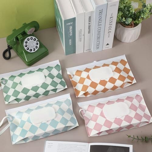 FEBSNOW 4Pcs Baby Wipe Dispenser Holder, Portable Refillable Wet Wipe Pouch — view 5