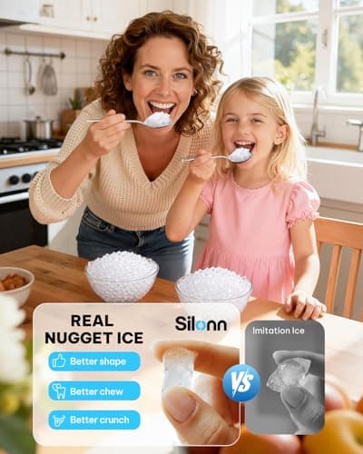 Silonn Nugget Ice Maker Countertop with 3L Detachable Tank – 40 lbs/Day Self-Cleaning & Timer, 40 dB Quiet for Home Bar Party Office, Chewable Nugget Ice Machine for Summer & Cold Drinks — view 4