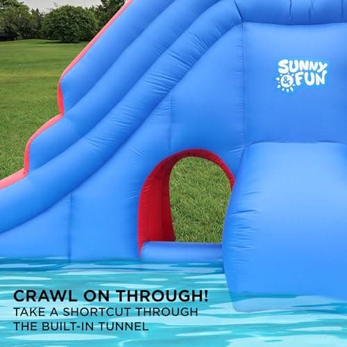 Sunny & Fun Deluxe Inflatable Water Slide Park with Climbing wall & Tunnel — view 7