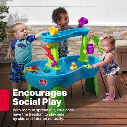 Step2 Rain Showers Splash Pond Water Table, Kids Water and Sand Activity Sensory Playset, Summer Outdoor Toys, 13 Piece Water Toy Accessories, For Toddlers 1.5+ Years Old, Blue & Green — view 4