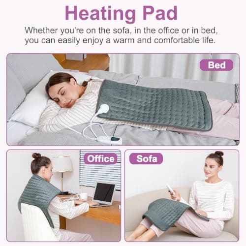 Heating Pad,Heated Blanket,Heating Pad for Back Neck,DimGray,24x20 Inch — view 2