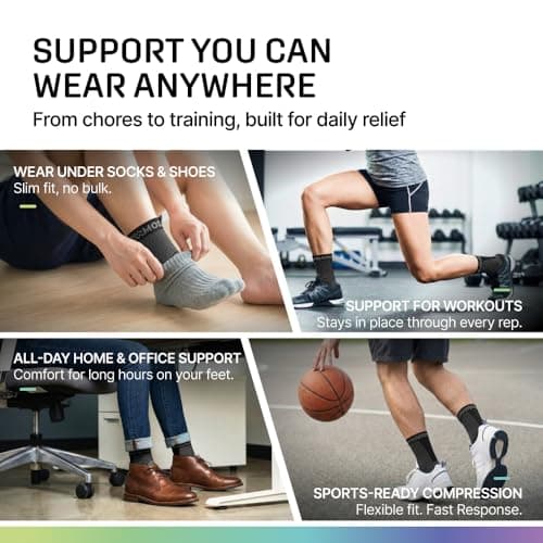 MODVEL 2-Pack Ankle Brace for Men and Women, Sprained Ankle Brace for Plantar Fasciitis Relief, Ankle Stabilizer Brace, Achilles Tendonitis Support and Foot Plantar Fasciitis Sock, Ankle Wrap Support — view 5