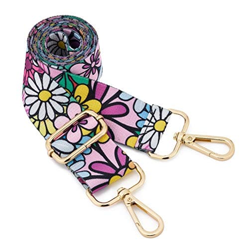 ZOOEASS Wide Shoulder Strap, Guitar Style Adjustable Purse Strap with Gold Buckle Replacement Woven Crossbody Straps for Handbags((3.8CM) Flower5)
