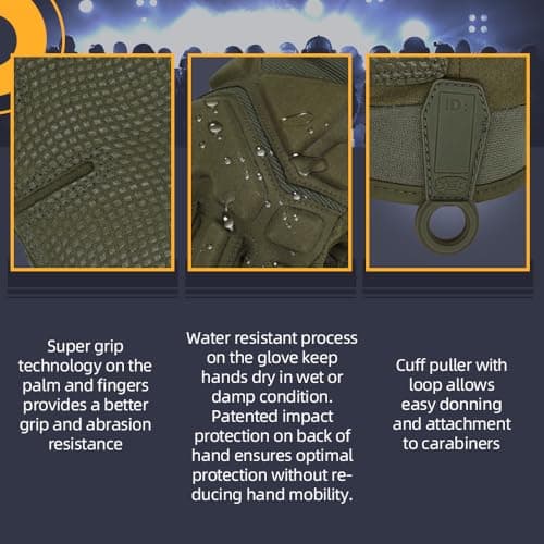 Seibertron Patented S.O.L.A.G 2.0 Gloves - Versatile Gloves for Outdoor Activities, Including Cycling, Motorcycle Riding, and Climbing Army Green L — view 4