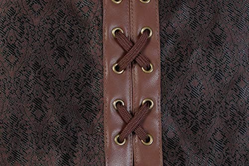 KSHUN Women's Luxury Punk Rock Leather Steampunk Corset Vintage Steampunk Gothic Bustier Corset (Brown,3X-Large) — view 6