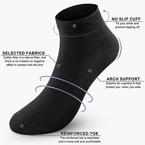 CHARMKING 8 Pairs Ankle Novelty Socks for Women Non Slip Cotton Socks No Show Socks Classic Low Cut Casual Socks (Black+White+Grey) — view 3