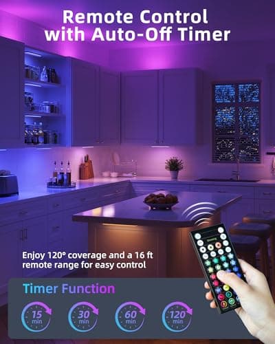EZVALO 80 RGB Color Changing Under Cabinet Lighting Wireless, 1800mAh Rechargeable Shelf Lights, Timer & Dimmable, Magnetic, Bar Light with Remote for Kitchen, Cabinet, Display Case, 8Pack — view 3