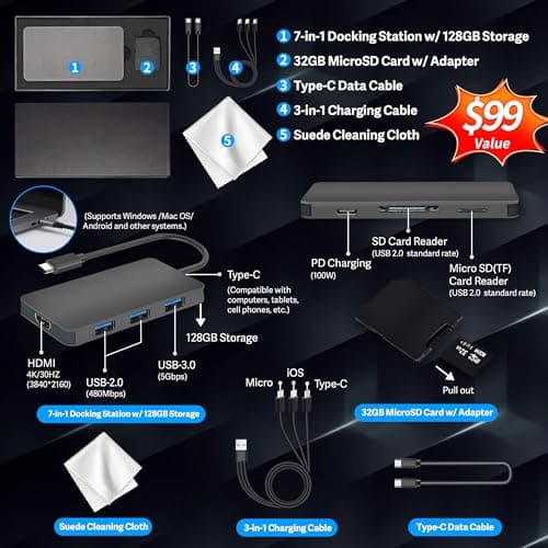 HP Stream 14" Laptop with AI Copilot, Flagship for Students & Business, 13th Gen Intel 4-Core, 4GB RAM, 256GB Storage (128GB UFS + 128GB Docking Station), Office 365 1-Year, Win 11 S, Sky Blue