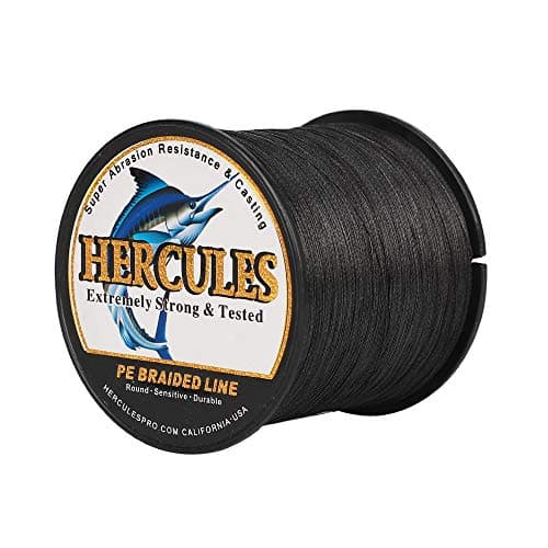 HERCULES Super Cast 500M 547 Yards Braided Fishing Line 50 LB Test for Saltwater Freshwater PE Braid Fish Lines Superline 8 Strands - Black, 50LB (22.7KG), 0.37MM