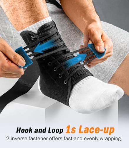 WHCOOL Slim-Fit Ankle Brace for Sprained Ankle, Quick Lace Up Ankle Support for Women Men with 2 Auto-Shaped Pads, Air Fabric Cool Ankle Stabilizer for Injury Recover, Running,Sports,XS(9.6”-10”) — view 2