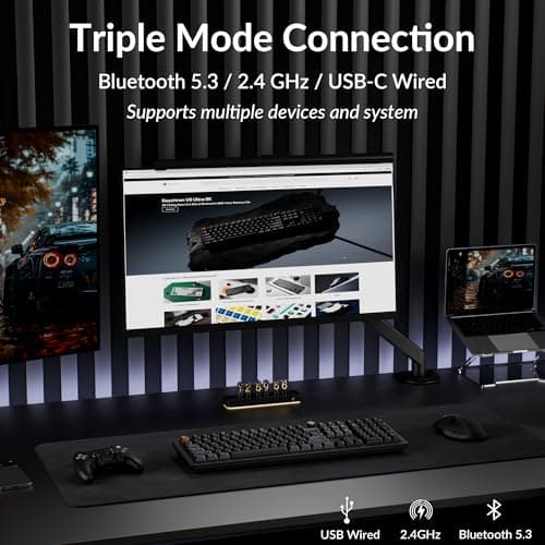 Keychron V6 Ultra Full-Size Wireless Mechanical Keyboard - 2.4 GHz&Wired(8000Hz)/Bluetooth, ZMK Programmable Banana Early Tactile Switch, Compatible with Mac Windows Linux - Black — view 2