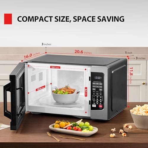 TOSHIBA EM131A5C-SS Countertop Microwave Ovens 1.2 Cu Ft with 12.4" Removable Turntable Smart Humidity Sensor, 12 Auto Menus Mute Function ECO Mode Easy Clean Interior, 1000W, Silver — view 4