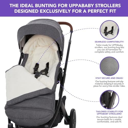 Bunting Bag for UPPAbaby Vista, V2, V3, Cruz, V2, V3 RumbleSeat, V2, V3 Ridge, Minu Strollers, Warm and Ultra-Plush Waterproof Stroller Footmuff, Extendable Winter Stroller Cover, Sleeping Bag — view 2