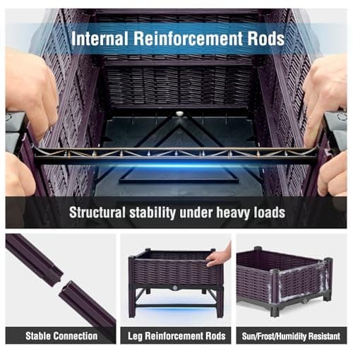 Klippehop Raised Garden Bed with Reinforcement Rods, Elevated Planter Boxes for Outdoor Plants with Drainage Holes for Herbs Flowers Vegetables Patio Backyard Deck Balcony, (Purple, Double-Layer) — view 4