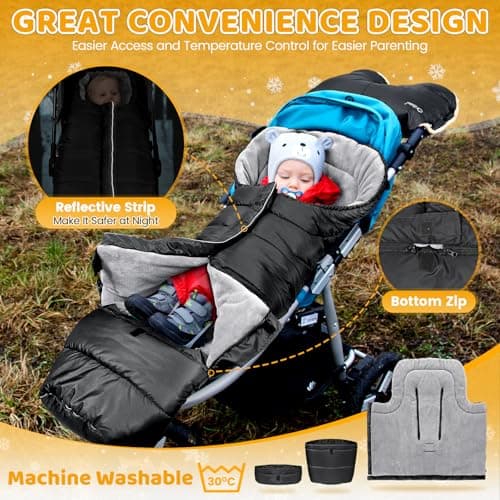 Orzbow Stroller Bunting Bag with Extended Footmuff, Weather-Proof, Warm — view 4