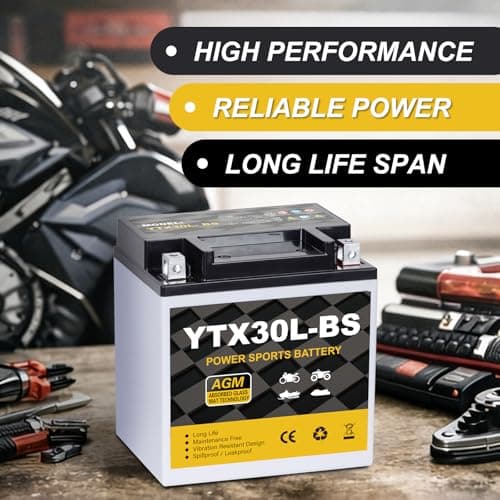 Daakmax YTX30L-BS Motorcycle Battery 12V 30Ah 400CCA, Maintenance Free Sealed AGM Powersport Battery, Replacement for ATV UTV Harley, YTX30L-BS / ETX30LA / YIX30L — view 4