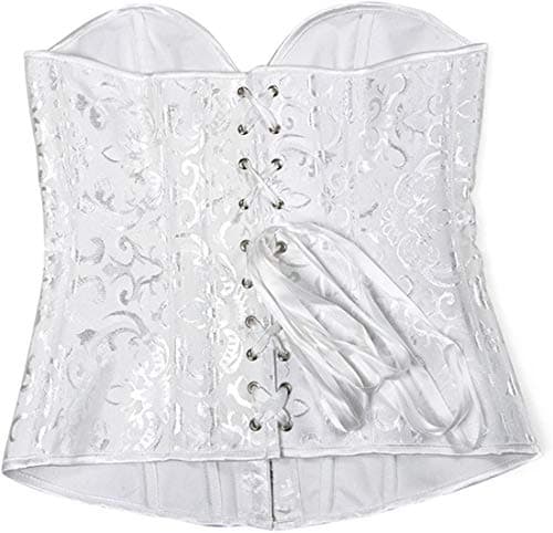 HNGHOU Women's Bustier Corset Top Plus Size Satin Waist Cincher Overbust Bustiers, White-2, Large — view 2