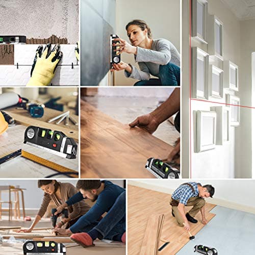 Laser Level Line Tool, Multipurpose Laser Level Kit Standard Cross Line Laser leveler Beam Tool with Metric Rulers 8ft/2.5M for Picture Hanging cabinets Tile Walls by AikTryee. — view 6