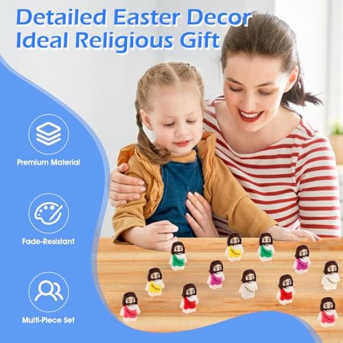 ajabavbd 40PCS Little Jesus Figures, 10 Color Tiny Jesus Figurines in Bulk, Mini Jesus Figure Religious Gifts, Christian Mothers Day Teacher Appreciation Gifts for Kids Women Mom (40PCS) — view 4