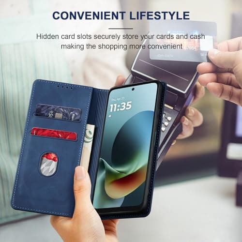 Jasonyu Flip Wallet Case for Moto G Play/G 5G (2026),Leather Magnetic Folio Cover with Card Holder,Kickstand - TPU Shockproof Durable Protective Phone Case,Blue — view 5