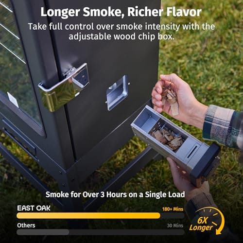 EAST OAK Ridgewood Pro 30" Electric Smoker Built-in Meat Probe & Elevated Stand for Outdoors Up to 6× Longer Smokes, Adjustable Side Chip Loader Smoke with 725 sq in Cooking Area, Night Blue — view 2