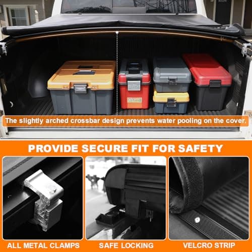 RHOBRA Soft Roll-up Truck Bed Tonneau Cover Compatible with 2009-2026 Dodge Ram 1500 (Incl. Classic & New), 5.7 ft Bed Without Rambox, 26.5oz Vinyl Soft Truck Bed Cover, No-Drill Installation — view 5