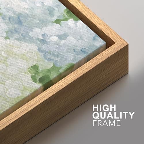SIGNFORD Framed Canvas Print Wall Art Set Soft Hydrangea Floral Subtle Blue and Green Hues Illustrations Modern Art Relax/Calm for Living Room, Bedroom, Office - 16"x24"x3 Natural — view 5