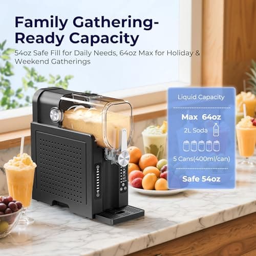 Slushie Machine, No Ice Needed Slushy Maker for Home, Real-Time Temp Display, Frozen Drink Maker with 6 Preset Programs for Ice Cream, Frappés, Milk Shake and More, Black, 1 Pack+3Modes — view 2