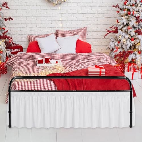 Biscaynebay Wrap Around Bed Skirts with Split Corners for Full Beds 21" Drop, White Elastic Dust Ruffles Easy Fit Wrinkle & Fade Resistant Silky Luxurious Fabric Solid Machine Washable — view 4