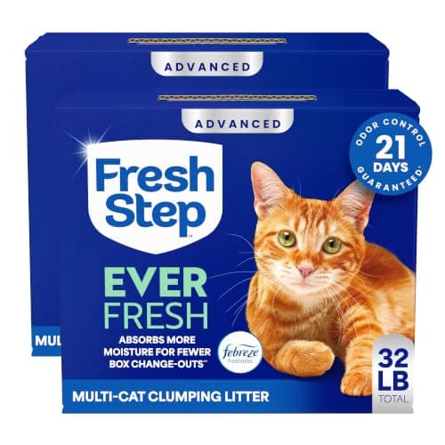 Fresh Step Advanced Ever Fresh Multi Cat Clumping Litter with Febreze Freshness, Ammonia Block Technology, Ultra Absorbent, 16 lb. Box, Pack of 2